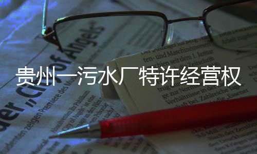 一污特许止贵州水厂经营权终